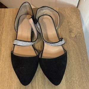 Elegant Black Women's Shoes with Rhinestone Strap